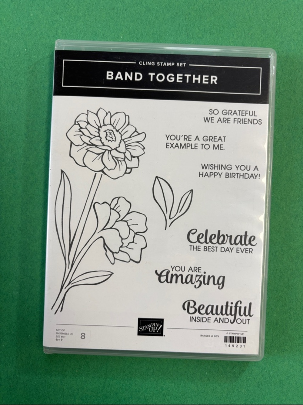 Stampin' Up! Band Together Cling Stamp Set - Green Background